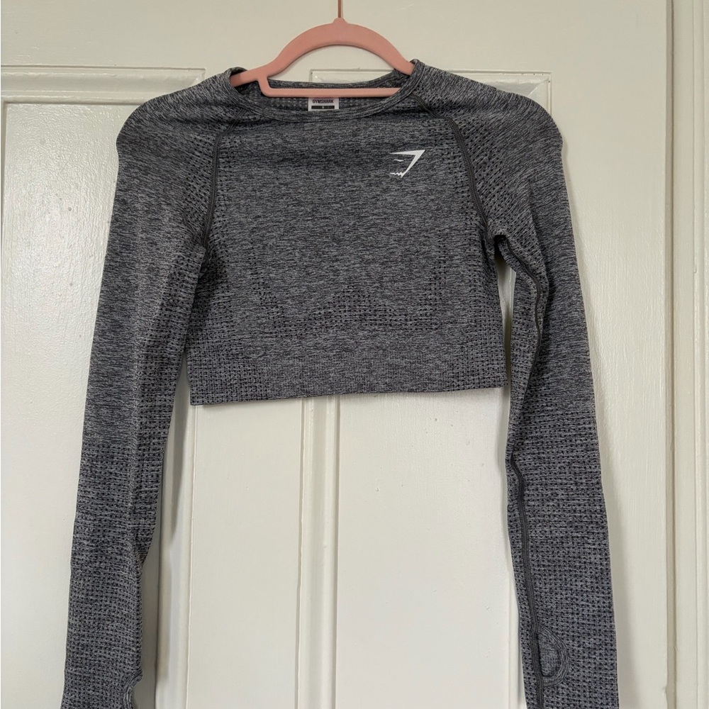 Gymshark Charcoal set with Long Sleeve Crop Top & Leggings